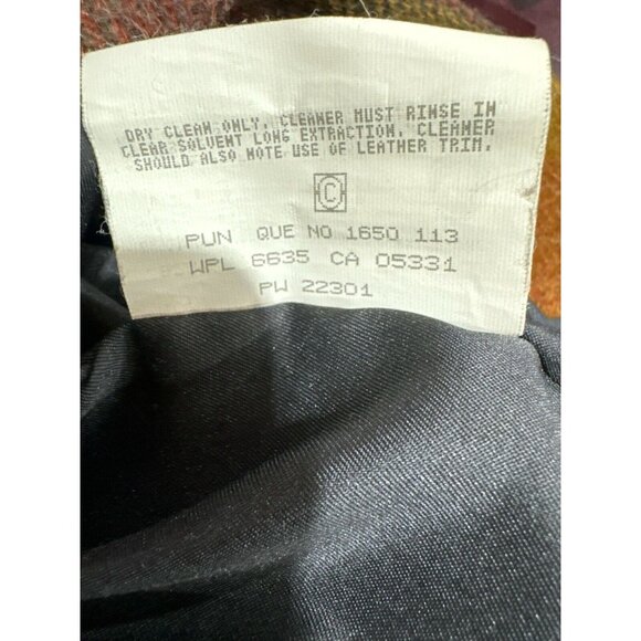 Vintage 80sWoolrich Jacket Wool Mohair Autumn Plaid Leather Collar Women's M USA - Picture 8 of 10